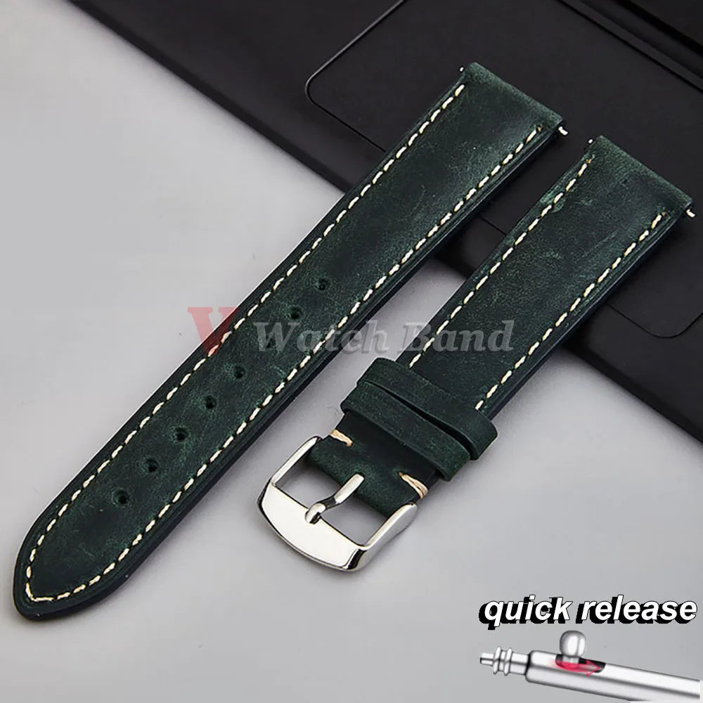 14/16/18/20/22/24mm Quick Release Watch Band MenWomen Watchband Genuine Leather Watch Strap Replacement Belt Vintage Brown Strap
