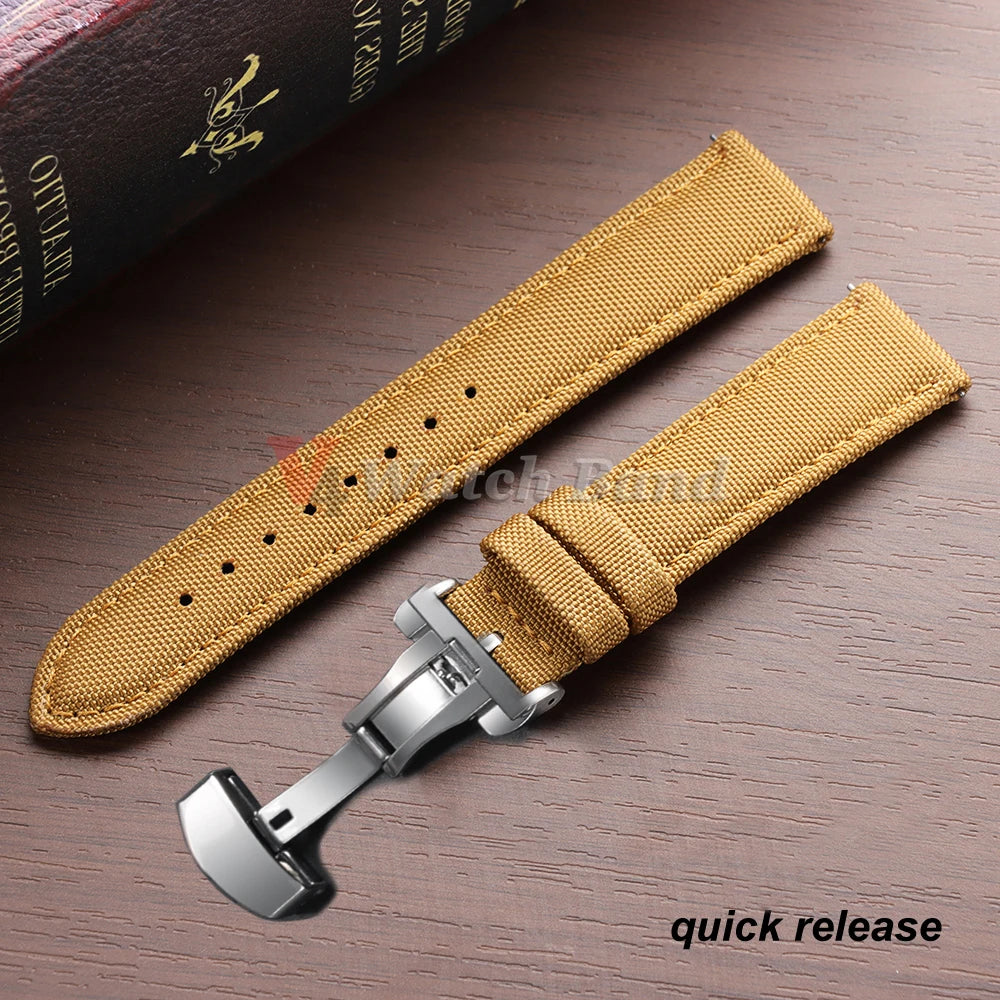 Quick Release Nylon Watchband Sailcloth Watch Strap 20mm 22mm for Omega for Seiko Business Butterfly Buckle for Tudor Men Women