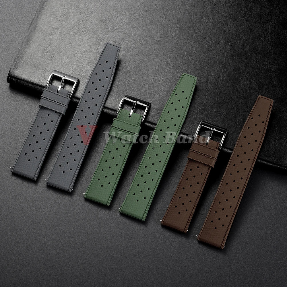 Quick Release Tropical Rubber Watch Strap 18mm 20mm 22mm for Seiko for Omega for Rolex Perfect Fit Flat End Universal Watchbands