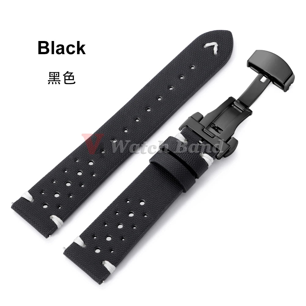 Quick Release Nylon Sailcloth Watch Strap 18mm 20mm 22mm Bracelet with Butterfly Buckle Band for Omega for Seiko Watchband