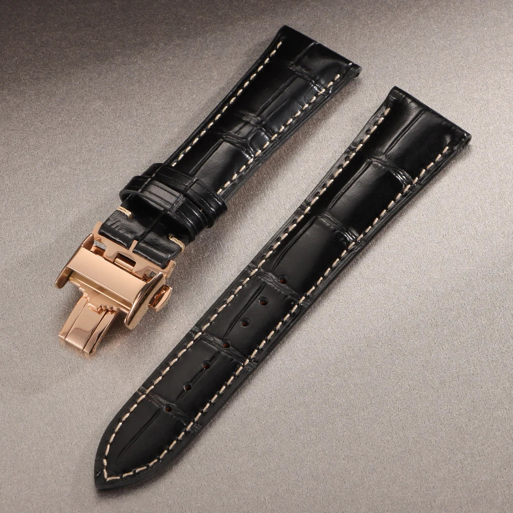 18mm 19mm 20mm 21mm 22mm Cowhide Watch Strap for Longines Replacement Bracelet Universal Metal Butterfly Clasp Wrist Band