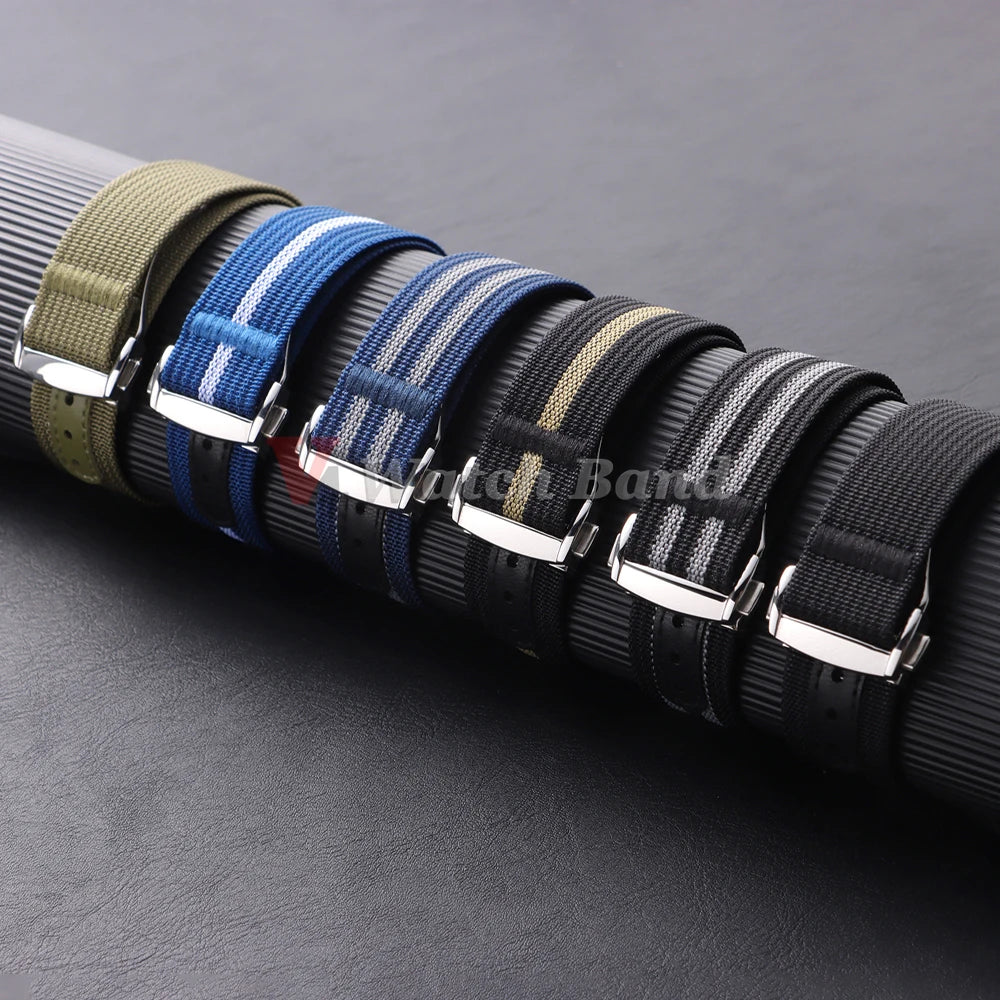 20mm Nylon Strap for Seiko for Tudor Loop Fastener Watchband Men Green Military Waterproof Wrist Bracelet for Omega Replacement