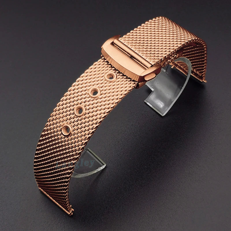 20mm 22mm Mesh Stainless Steel Watch Band for Omega 007 for Seamaster 300 Bracelet Folding Buckle Men Business Steel Metal Strap