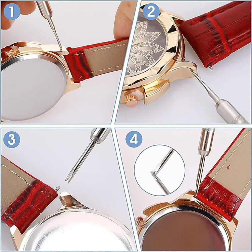 10pcs Curved End Spring Bar Dia 1.5mm 1.8mm Watch Strap Link Pins 18mm 20mm 22mm 24mm for Smart Watch Curved Band with Tool