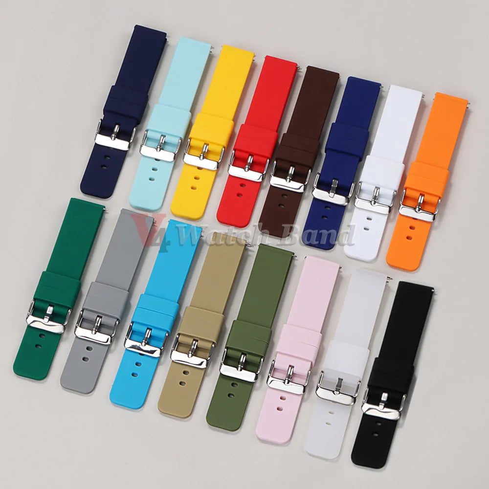 10/12/14/15/16/18/19/20/21/ 22/24mm Quick Release Silicone Strap for Samsung Galaxy Watch 3 4 5  for Huawei GT2/GT3 Smart Watch