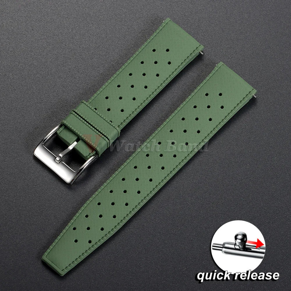 Quick Release Tropical Rubber Watch Strap 18mm 20mm 22mm for Seiko for Omega for Rolex Perfect Fit Flat End Universal Watchbands