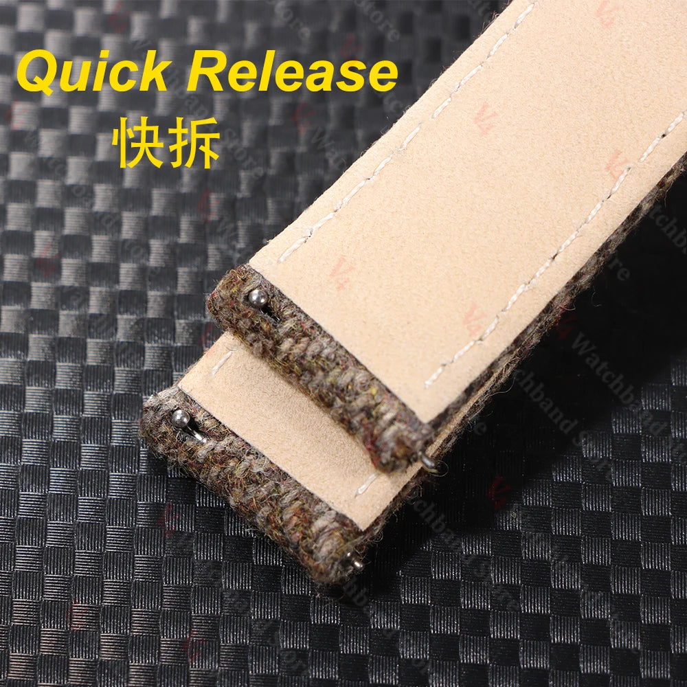 18mm 20mm 22mm Watch Strap Two-Sided Nylon Cowhide Watchband Quick Release Band Sport Wristband Butterfly BuckleBelt Accessories