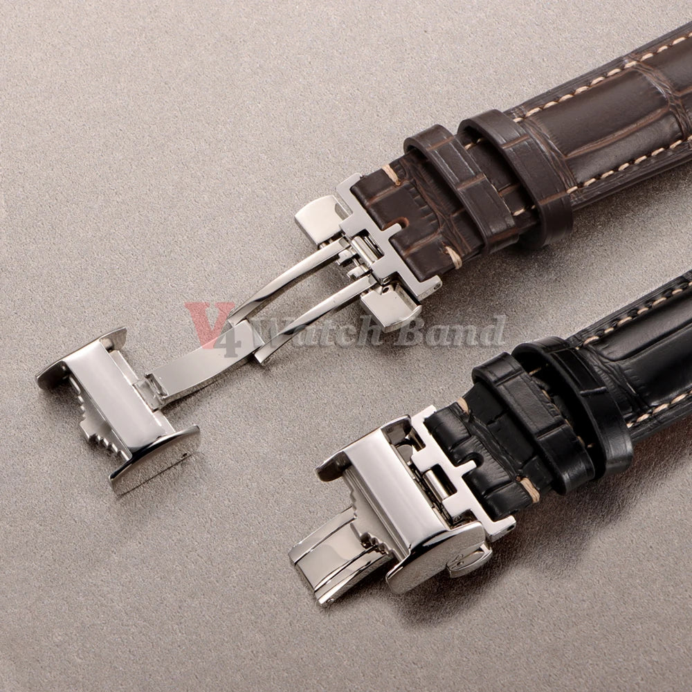 18mm 19mm 20mm 21mm 22mm Cowhide Watch Strap for Longines Replacement Bracelet Universal Metal Butterfly Clasp Wrist Band