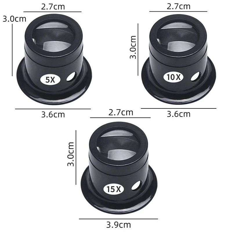 1/Set 5X 10X 15X Magnifying Glass Clip on Magnifier for Watchmaker Jewelry Watch Repair Tools Magnifying Glass Kit Service Tool