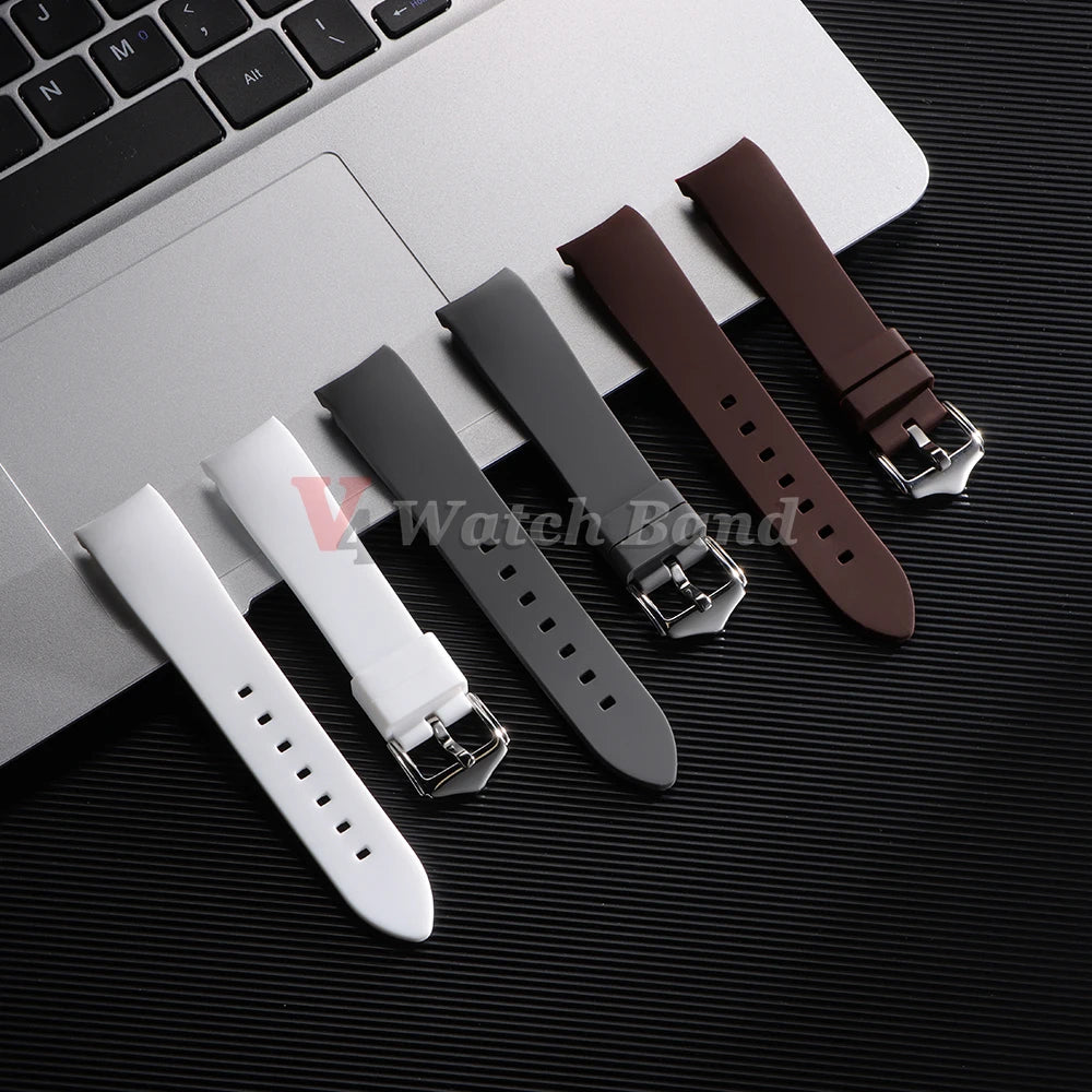 Soft Rubber Watch Strap Curved End 20mm 22mm for Rolex Green Water Ghost Silicone Watchband 18/19/21/24mm Bracelet MenSport Band