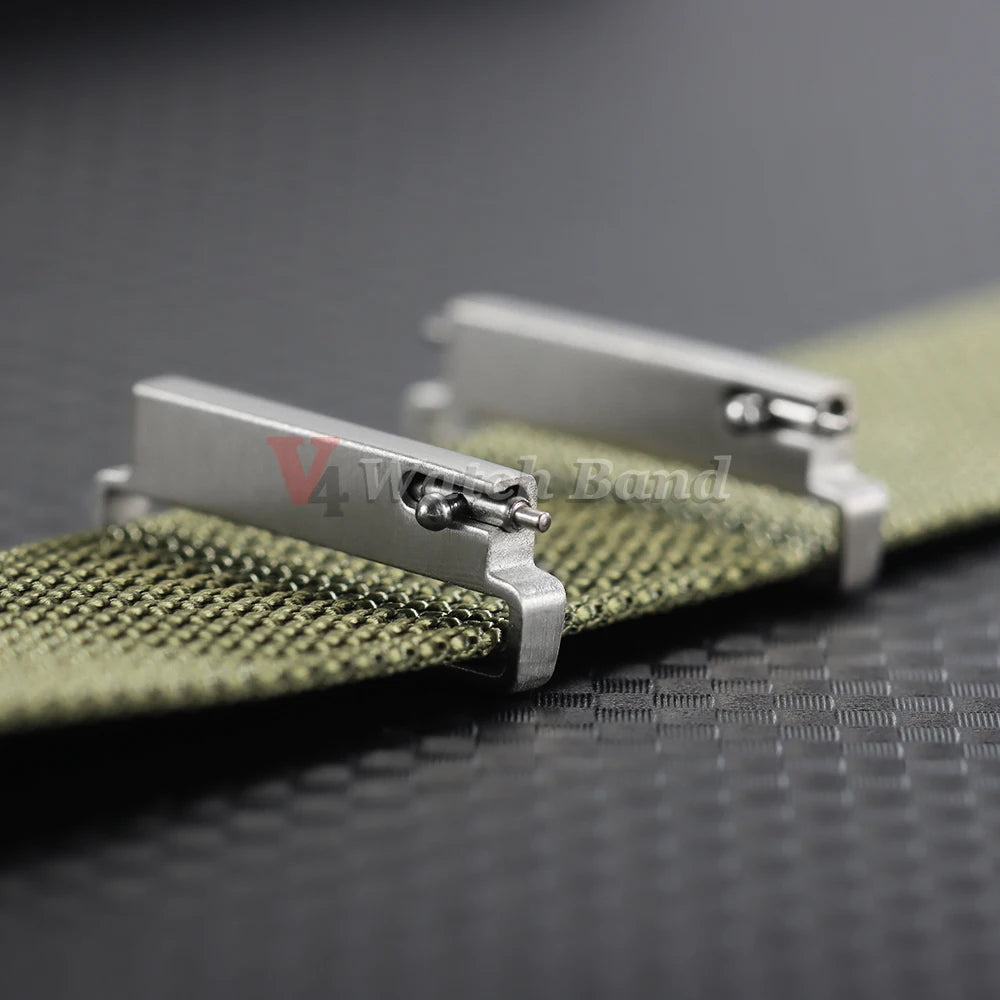 1Pair Watch Connector 20mm to 22mm,22mm to 24mm Quick Release Stainless Steel Milanese Nylon Watch Strap Metal Adapter Accessory