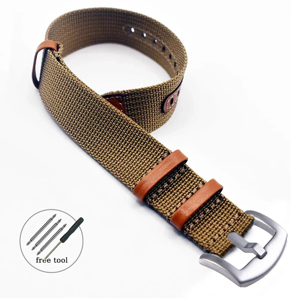 Canvas Nylon Patch Leather Strap for Rolex Watchband for Omega Wristband Soft Watch Bracelet for Seiko Replacement 20mm 22mm